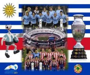 Puzzle Ουρουγουάη vs Ουρουγουάη - Παραγουάη. Τελικός Κόπα Αμέρικα η Αργεντινή το 2011. 24 Ιουλίου γήπεδο Monumental, το Μπουένος Άιρες